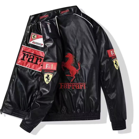 Fashion Fleece-Lined Coat for SJ F1 Team Autumn Winter Jacket Retro Motorcycle Leather Clothes Racing Baseball Jacket